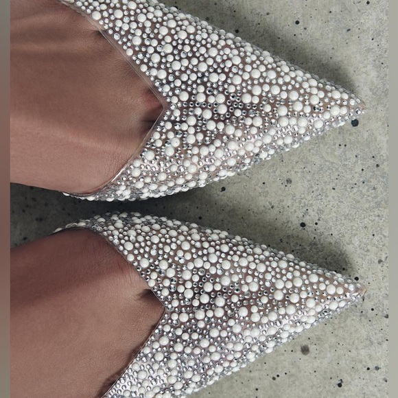 Zara Pearl Heeled Slingbacks Heels - Picture 7 of 8